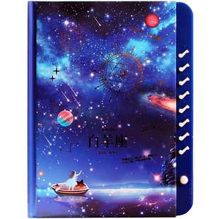 十二星座密码本带锁星空笔记本男女可爱手账本创意记事本少女日记本小学生本子儿童密码本锁彩页厚网红套装