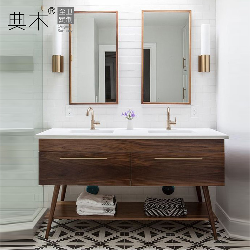 落地式北欧现代简约岩板浴室柜组合套装卫生间日式洗脸手漱台定制