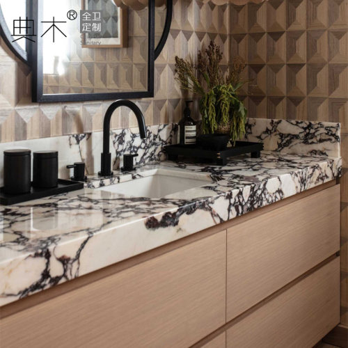 典木实木宝格丽大理石日式浴室柜