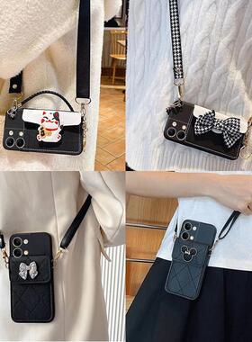 适用oppoReno9手机壳PHM110插卡包零钱包背包式可斜跨背带款小众高级感软硅胶个性潮流女卡通挂绳挂脖子全包