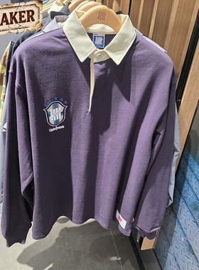 UNDEFEATED五条杠休闲欧美学院风复古POLO长袖翻领卫衣UI53GPO02M