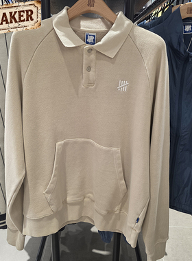 UNDEFEATED五条杠秋季潮牌字母印花POLO领套头纯棉卫衣UC43GKC03M