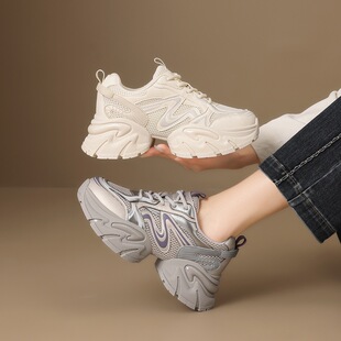 zhr则则厚底老爹鞋女新款运动鞋小个子时尚百搭透气休闲鞋跑步鞋