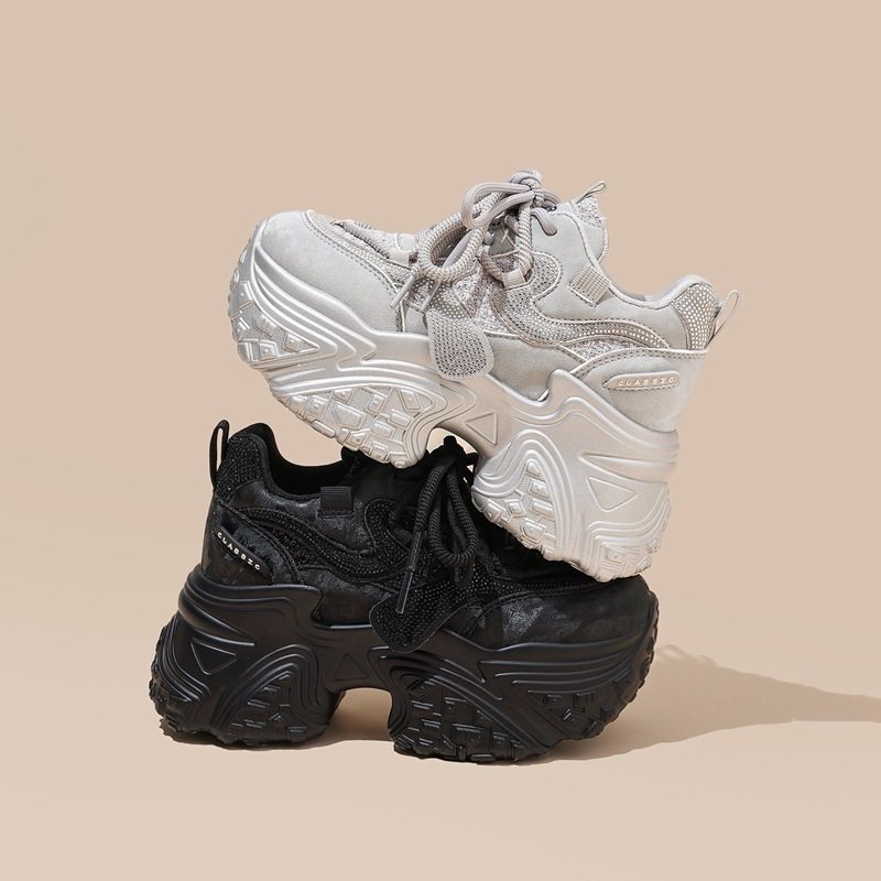 zhr则则银色厚底老爹鞋女春新款小个子内增高休闲时尚百搭运动鞋