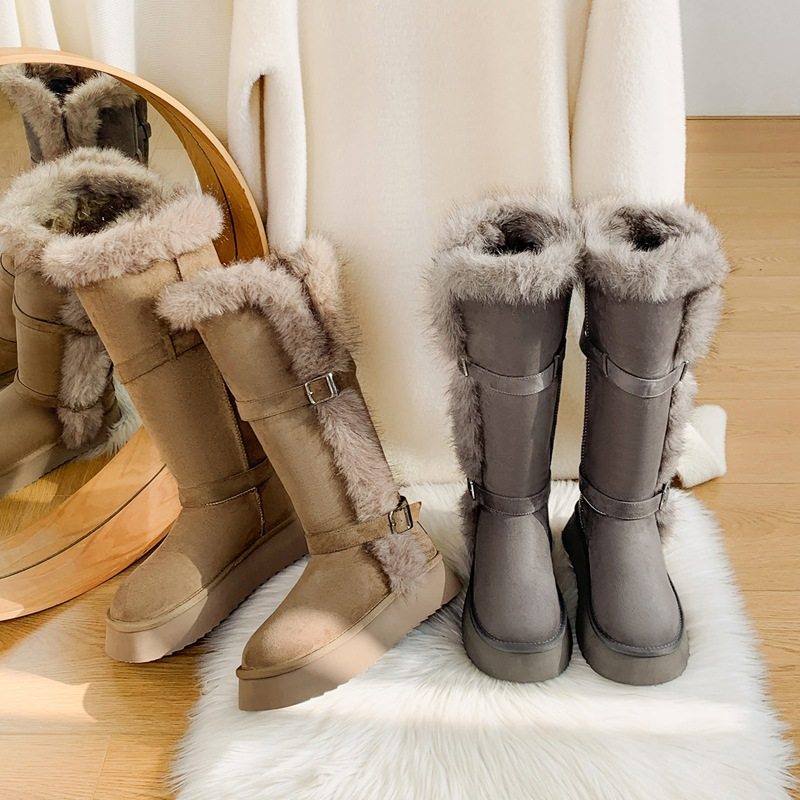 zhr高筒灰色雪地靴女2025冬季加绒加厚保暖长筒靴百搭毛毛鞋棉靴,女鞋,时尚雪地靴,淘宝优惠券,粉丝福利购,淘宝优惠卷