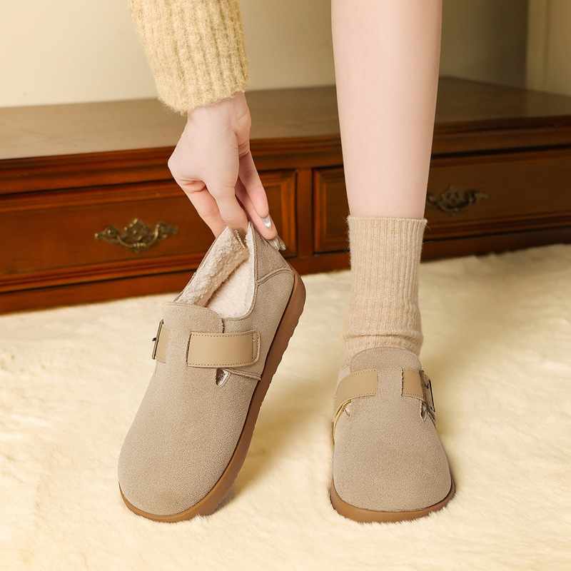 ZHR加绒保暖勃肯鞋女秋冬新款薄绒运动休闲鞋懒人一脚蹬勃肯拖鞋