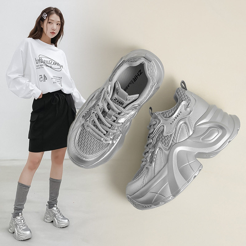 zhr则则内增高小白鞋女春秋新款百搭显高休闲鞋柔软轻便运动鞋子