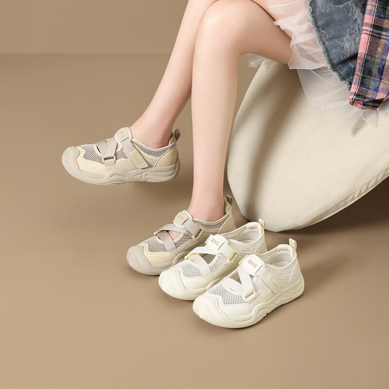 zhr透气镂空户外休闲鞋软底女夏新款徒步时尚百搭丑萌防滑运动鞋