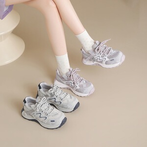 zhr网面透气厚底内增高老爹鞋女春秋新款休闲时尚百搭轻便运动鞋