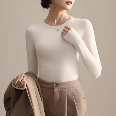 圆领内搭打底衫2026新款早秋长袖上衣莫代尔修身紧身韩系穿搭t恤