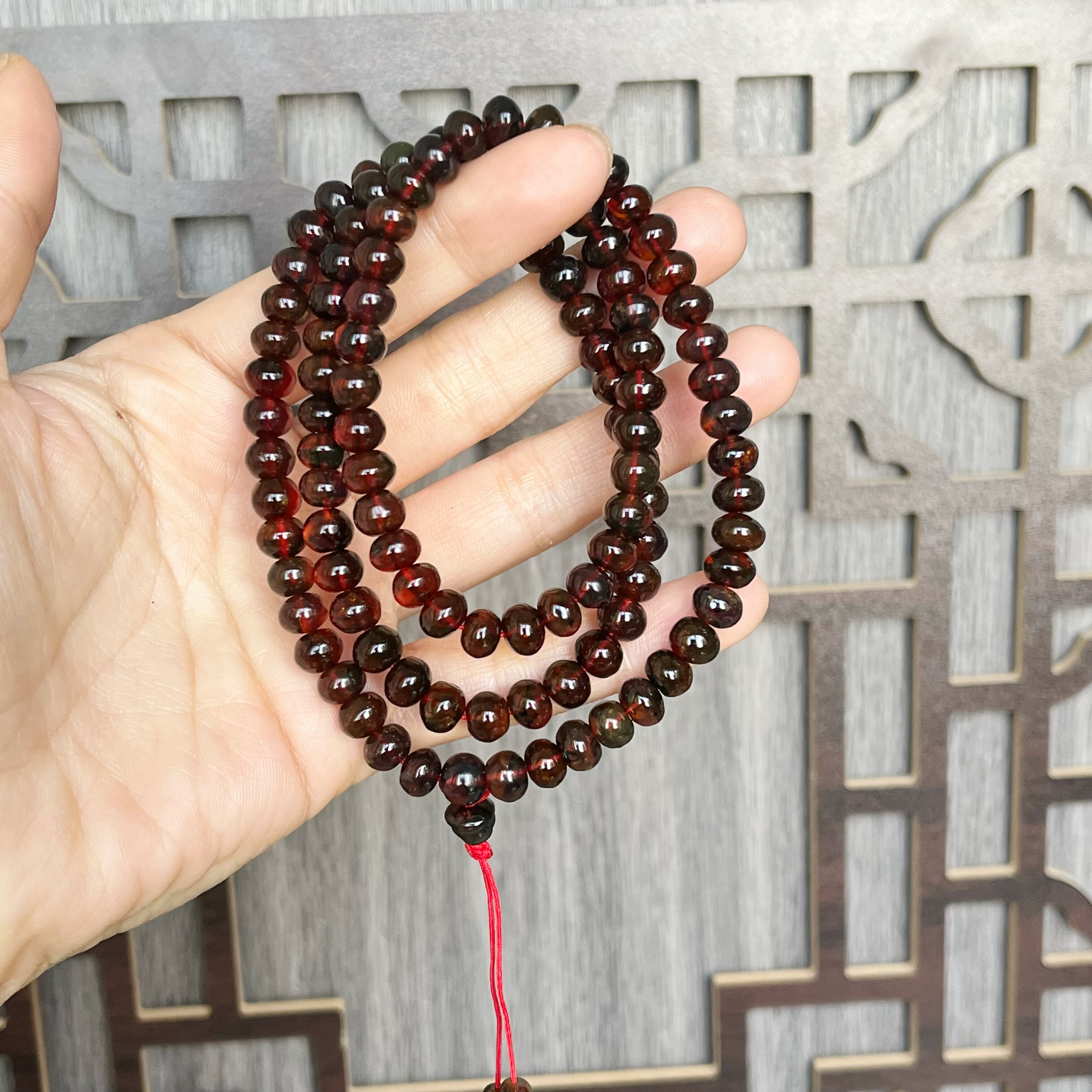 19.72天然血珀一级车厘子红7mm抚顺琥珀血珀项链手链佛珠念珠送礼