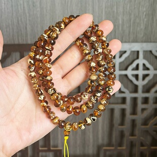 28.82一级糖心溶洞8mm天然抚顺琥珀花珀干白花蜡瓷白项链手链佛珠