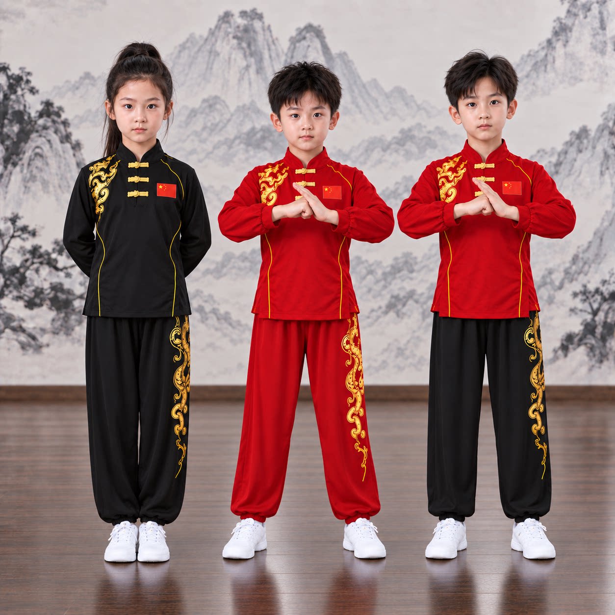 儿童武术服长袖儿童武术表演服装男女训练比赛练功服专业少儿春秋