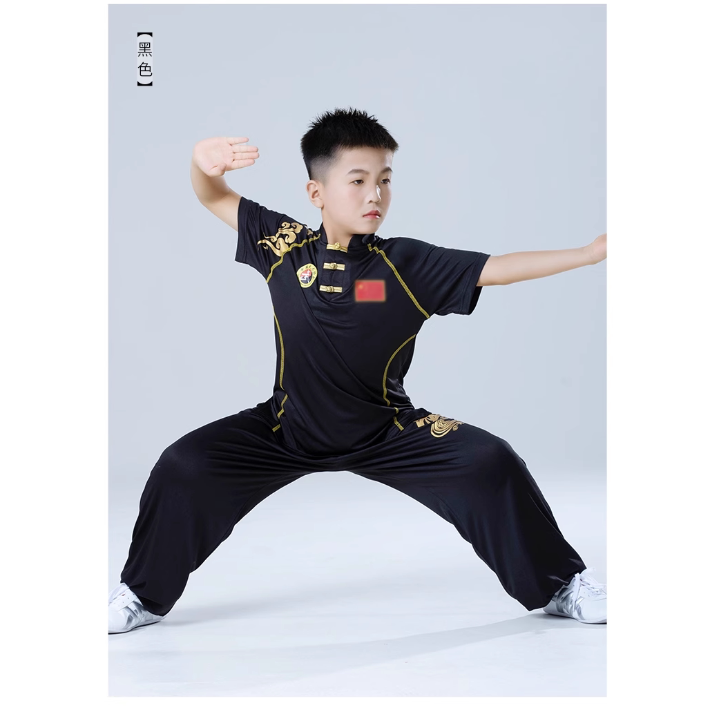 高端武术服装儿童表演服比赛练功训练服牛奶丝功夫衣服中国风男女