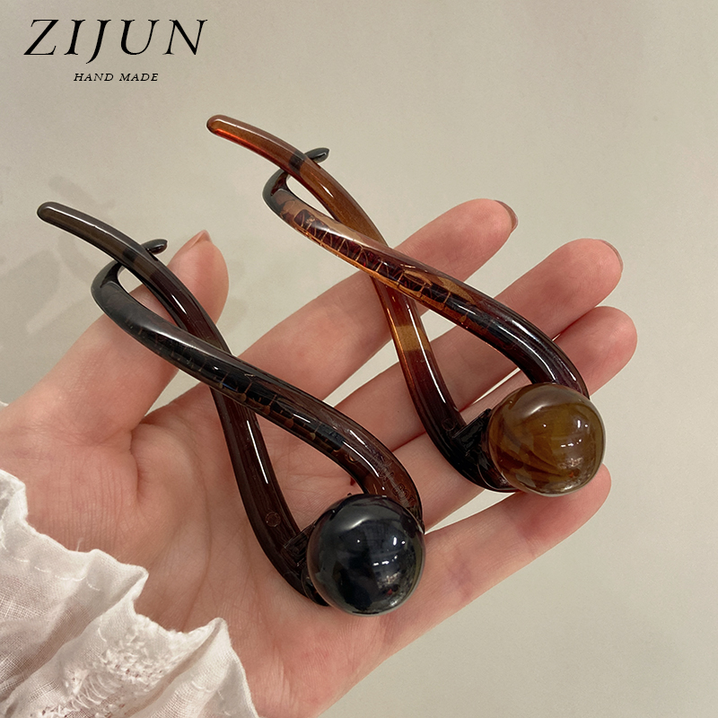 紫郡一颗珠珠扭扭发夹盘发神器