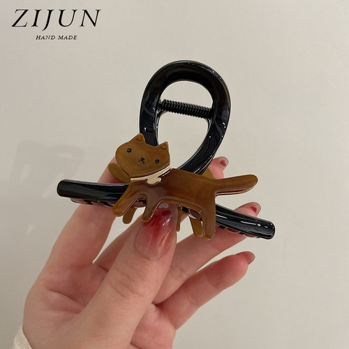 卡通可爱小猫抓夹中号半扎发个性