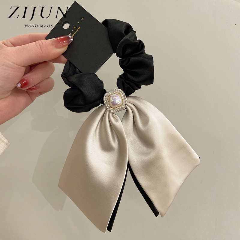 法式缎面真丝飘带发绳轻奢高级感