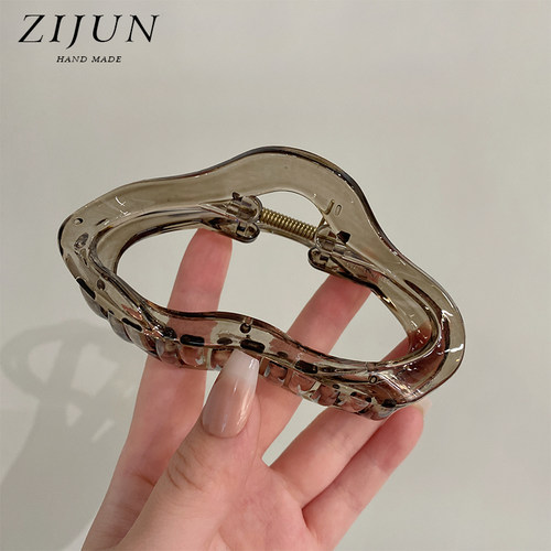 半透明超大抓夹复古线条鲨鱼夹