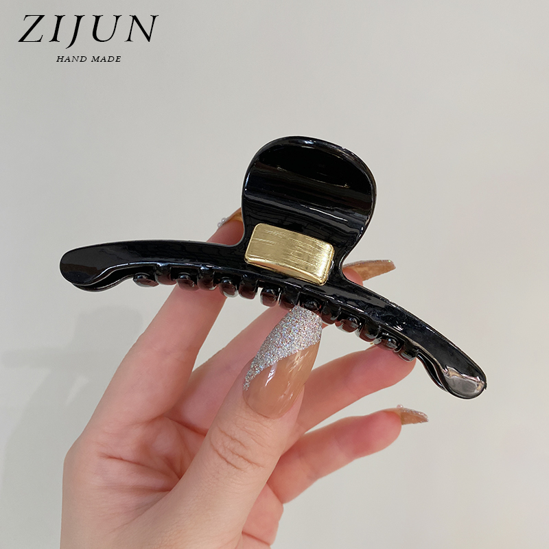 紫郡抓夹简约拉丝鲨鱼夹亚克力