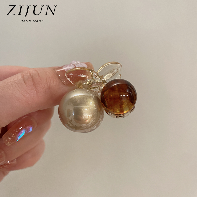 紫郡公主头樱桃小抓夹琥珀色发夹