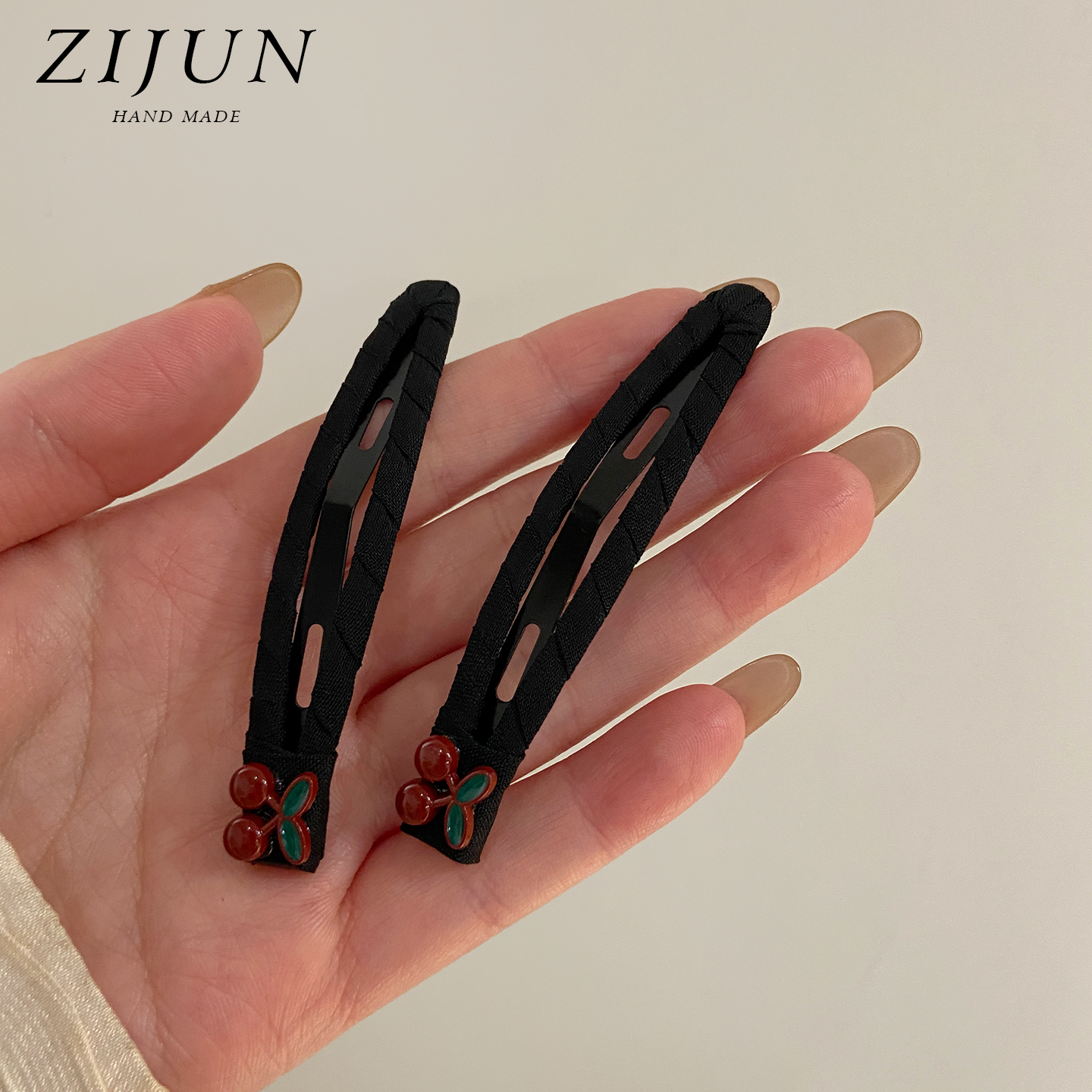 可爱小樱桃加长刘海发夹女高级感