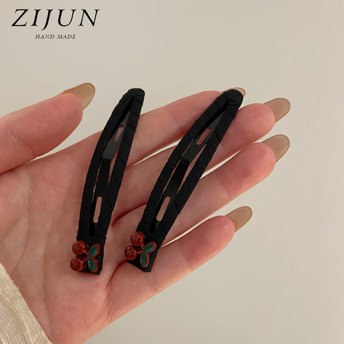 可爱小樱桃加长刘海发夹女高级感