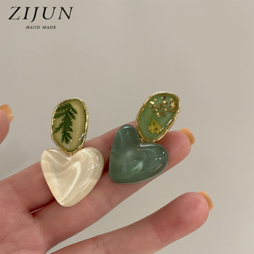 紫郡森系爱心滴釉发夹花朵发卡