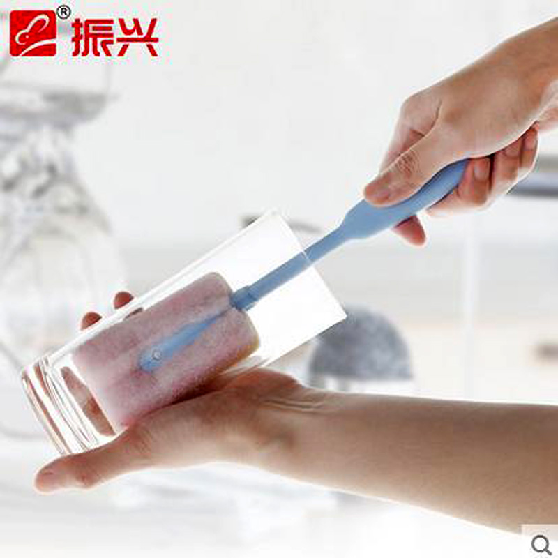 振兴SA168防滑洗杯刷玻璃杯清洁刷子百洁布杯刷水壶刷长柄海绵瓶