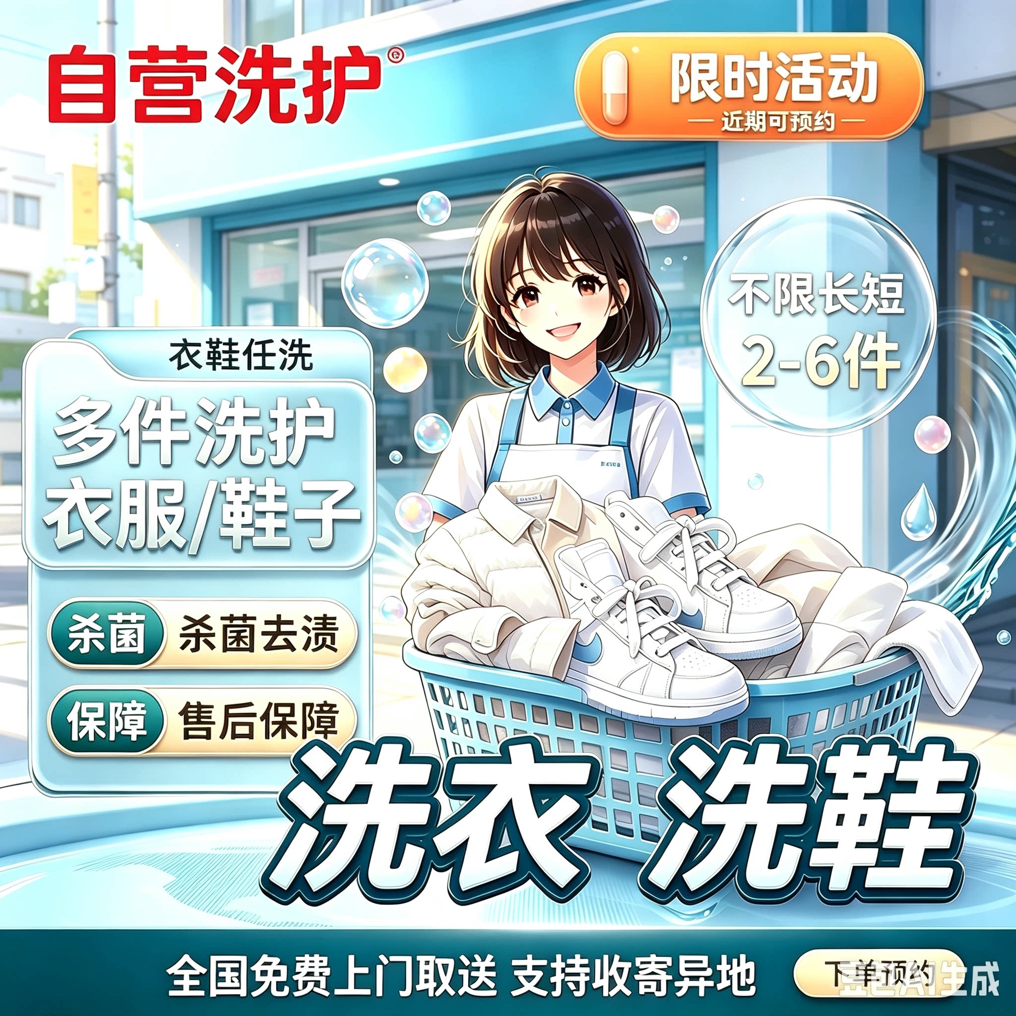 全国任洗2件洗衣鞋网面革面运动鞋羽绒服洗衣鞋京东上门取送包邮