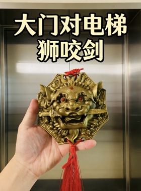 纯铜狮咬剑解决大门对电梯化解入户门对着电梯口楼梯壁刀天斩挂件
