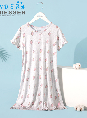 舒雅童装 儿童睡衣夏季薄款女童中长款莫代尔公主睡裙3F-14809D