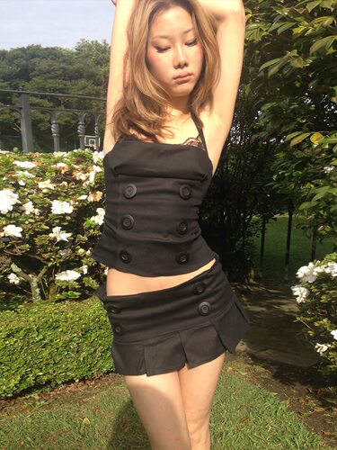 SUIT美式女装夏新款时尚个性性格辣妹挂脖上衣修身显瘦半身裙套装