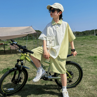 短袖 兒童衣服中大童夏裝 夏季 薄男孩夏天短褲 潮牌休閑 新款 男童套裝