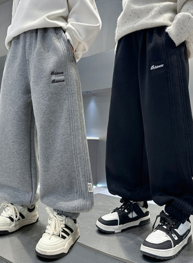 男童裤子春秋儿童长裤灰色大童卫裤初中生黑色胖孩运动2026新款薄