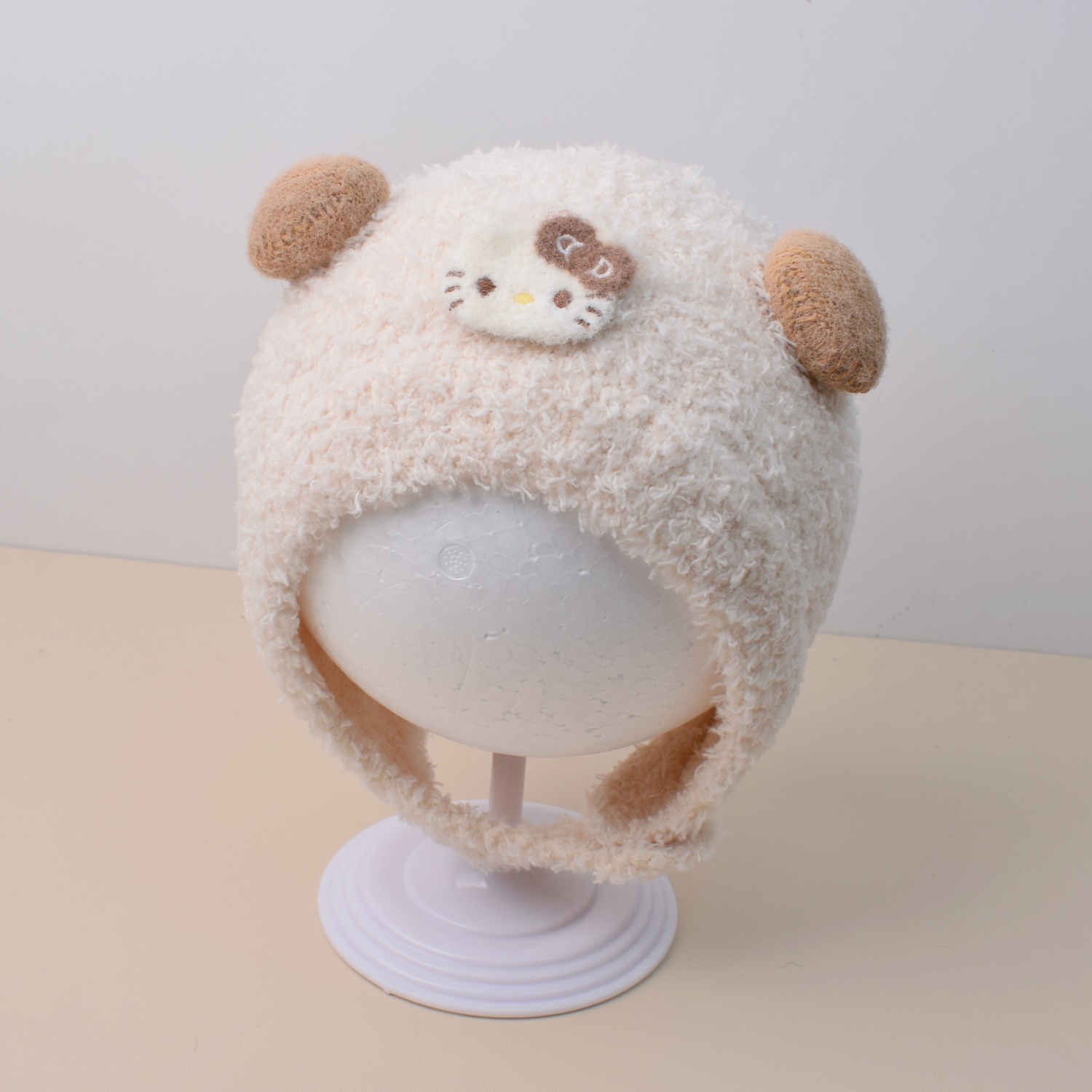 婴儿帽子秋冬款女宝宝毛线帽可爱保暖女婴幼儿护耳女宝针织毛绒帽