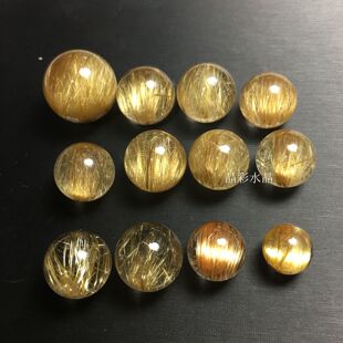 天然2号巴西金发晶钛晶铜发晶单珠 diy串手链做吊坠项链男女款