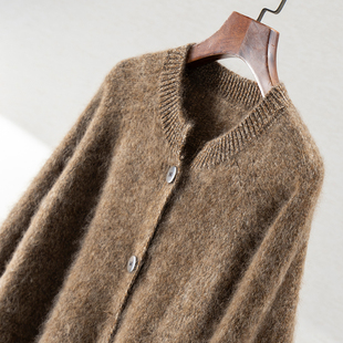 H春上7号 云柔花纱 法G无缝一体羊毛拉毛毛衣开衫Cardigan女90B8