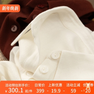 衬衫 法柜高品100羊毛不规则设计长袖 D81F9 早春2种穿法 H春上7号