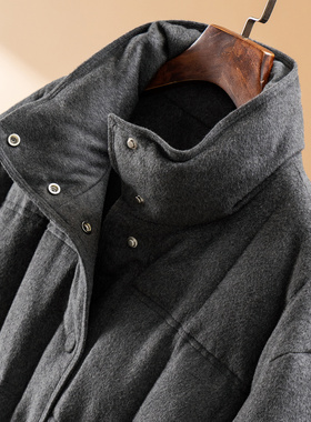 H春上7号 鼎奢难遇 法G真丝羊毛骆驼绒90鹅绒毛呢羽绒服D女51I0特