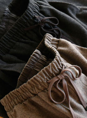 H春上7号 垂坠有型 大长腿 法G含羊毛高腰直筒阔腿毛呢裤D97F6 特