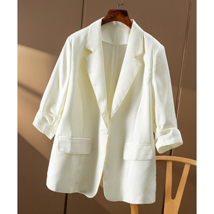 外套 醋酸肌理感一粒扣收腰西装 春上7号女40B0 秒 ￥379