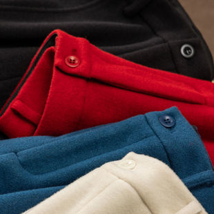 H春上7号 新年本命红 法柜高质感含羊毛高腰加绒阔腿镰刀裤D82F5