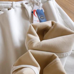 H春上7号 时尚白牛仔 法柜四面弹密密绒高腰直筒微喇长裤女07K7