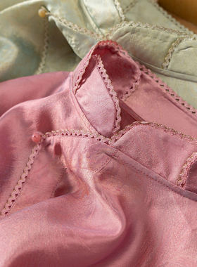 H春上7号 粉黛 轻奢新中式真丝流光绸提花立领斜襟衬衫D女06L1