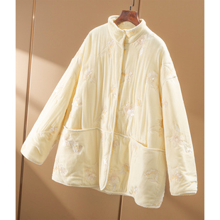 春上7号新中式 珠片刺绣真丝丝绒羊毛棉服外套女26J9 秒 ￥1310