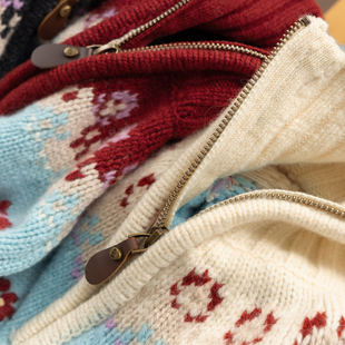 H春上7号 法柜100绵羊毛手工立体钩花^嵌花毛衣D女02K7 活力减龄