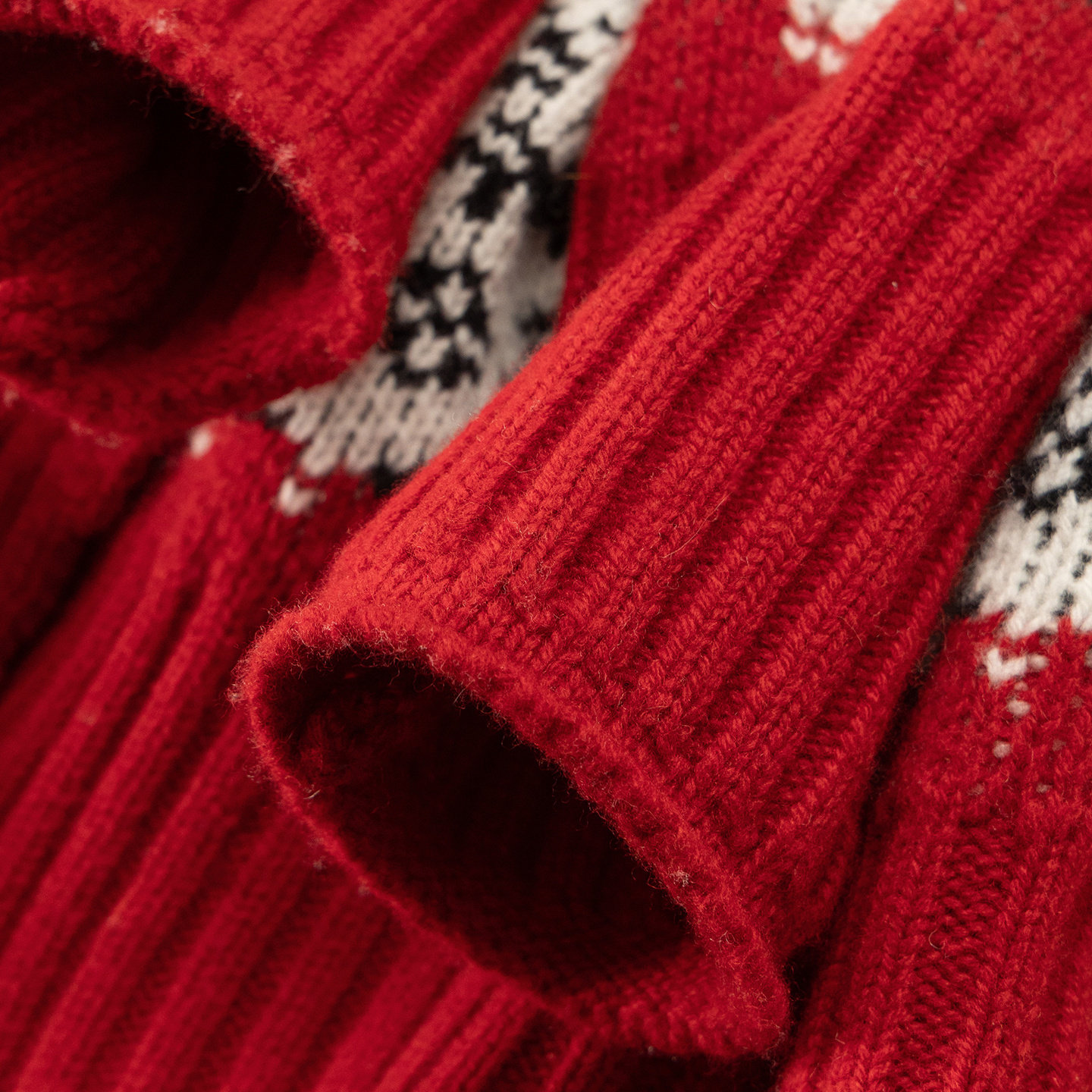 H春上7号 圣诞红太好看 法柜重磅双面织100羊毛圆领毛衣开衫70F8