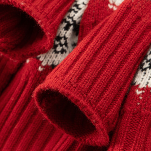 70F8 法柜重磅双面织100羊毛圆领毛衣开衫 H春上7号 圣诞红太好看