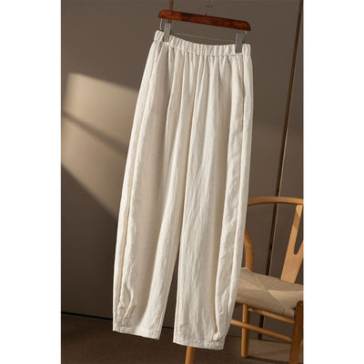 ￥秒！ 休闲垂坠含亚麻天丝松紧腰镰刀气球裤女春天家2Q49
