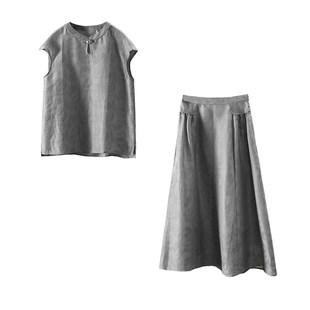 半身裙套装 ￥509 真丝亚麻衬衫 分开拍新中式 春天家女6Z02 秒